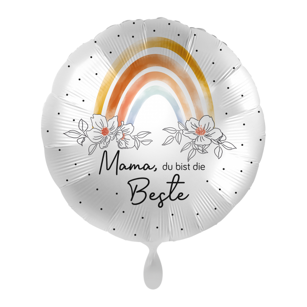 Folienballon Mama du bist die beste XL 71 cm mit Regenbogen