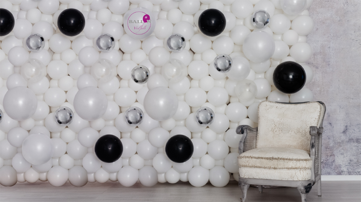 Ballonwand aus Latexballons als Fotohintergrund bei Hochzeiten oder Messen