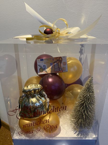 Geschenkbox personalisierbar zu Weihnachten zum Verschenken von Gutscheinen oder Geld