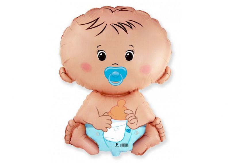 Folienballon Babyfigur sitzend blau 45 cm