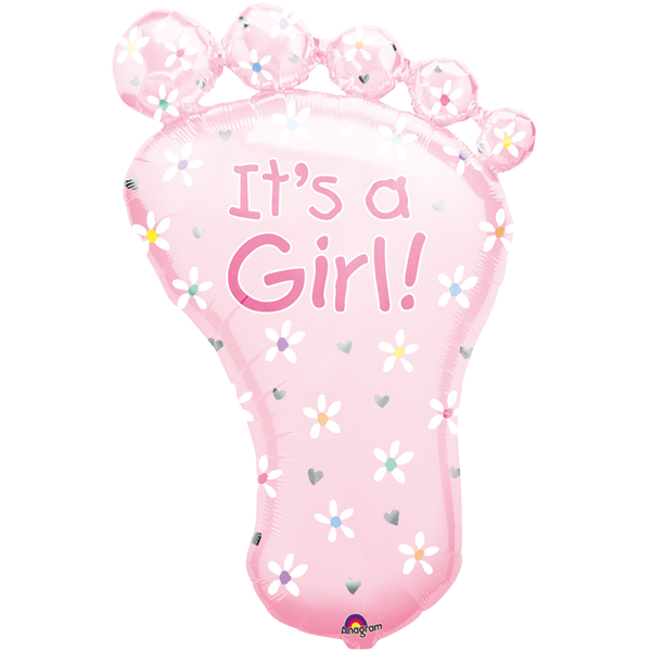 Folienballon XXL Fuss rosa It´s a Girl zur Geburt