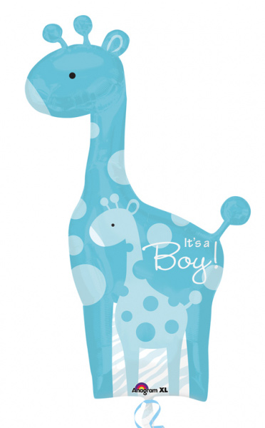 Folienballon zur Geburt Its a Boy Giraffe blau XXL 107 cm