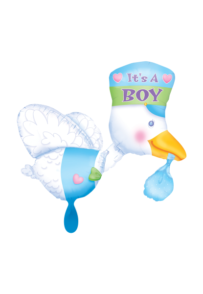 Folienballon XL Storch It´s a Boy zur Geburt