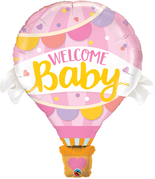 Folienballon XL Welcome Baby rosa zur Geburt
