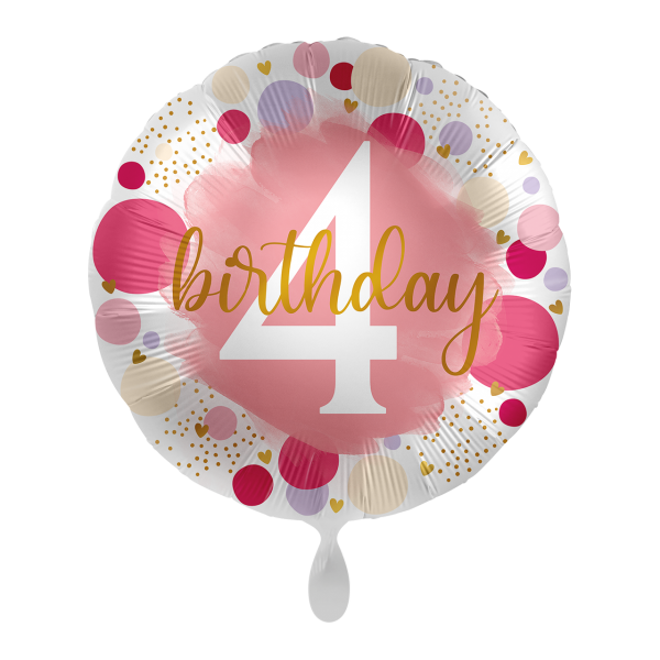 Folienballon 4 Birthday Rundballon rosa pink 45 cm