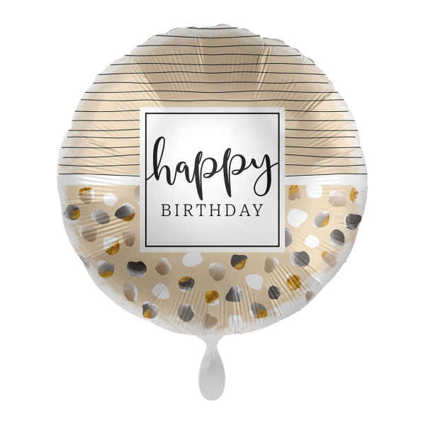 Folienballon Happy Birthday Natural Dots and Stripes 45 cm