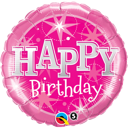 Folienballon Happy Birthday Rundballon pink 92 cm