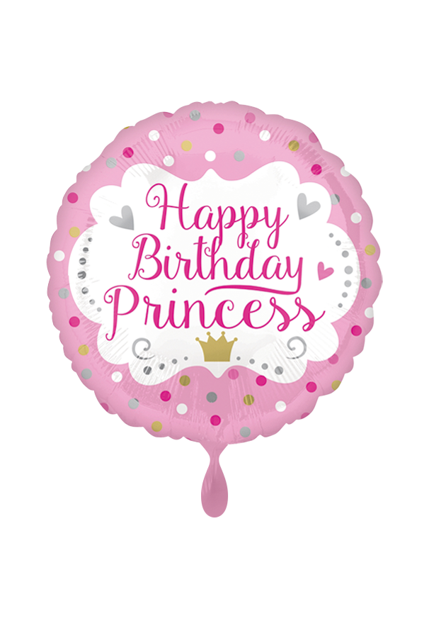 Folienballon Happy Birthday Princess mit Krone