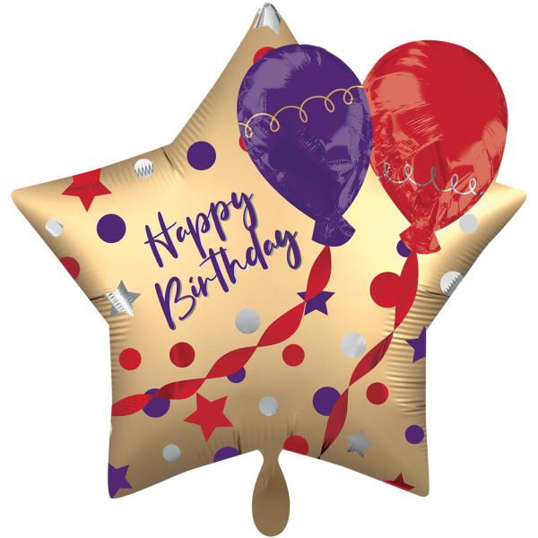 Folienballon Happy Birthday Stern 3D Optik 71 cm