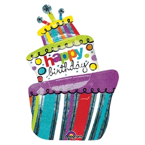 Folienballon Happy Birthday Torte XXL 94 cm bunt