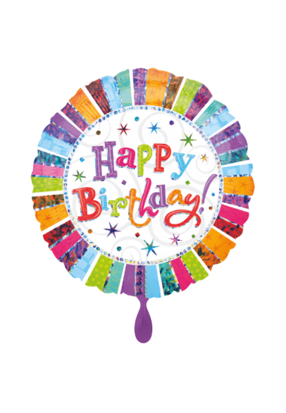 Folienballon Happy Birthday bunt/glitzer