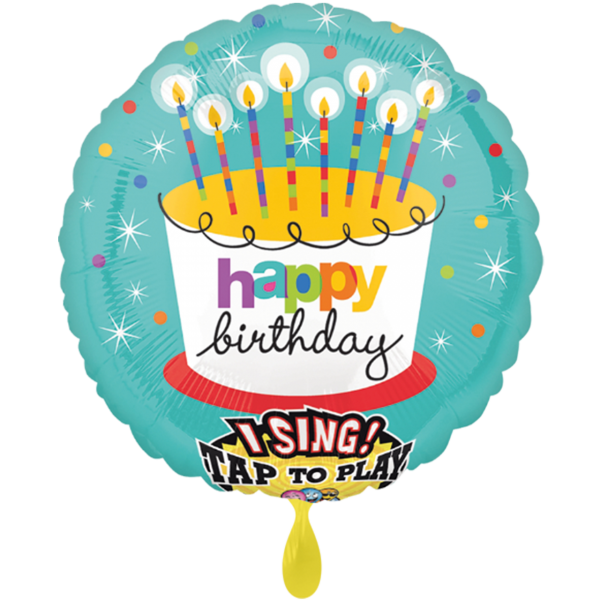 Folienballon singender Ballon 71 cm türkis mit Kerzen