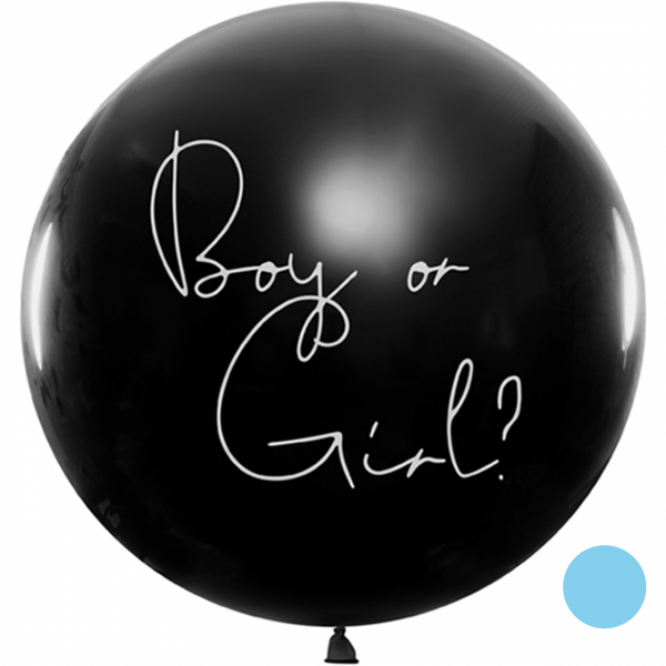 Latexballon schwarz XXL mit rosa Konfetti mit der Aufschrift Boy or Girl