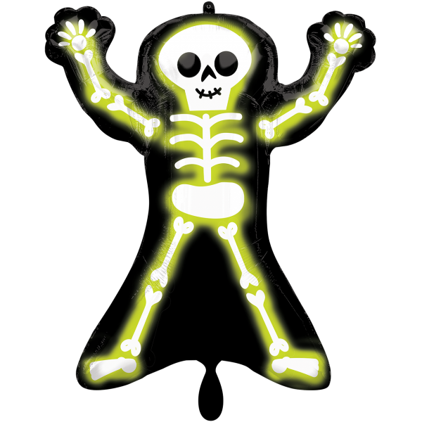 Folioenballon neon Skelett für Halloween XXL 76 cm
