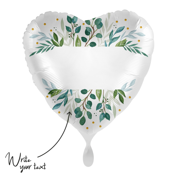 Folienballon Herz mit Vintagelook personalisierbar mit Namen des Brautpaares und Hochzeitsdatum als Hochzeitsgeschenk