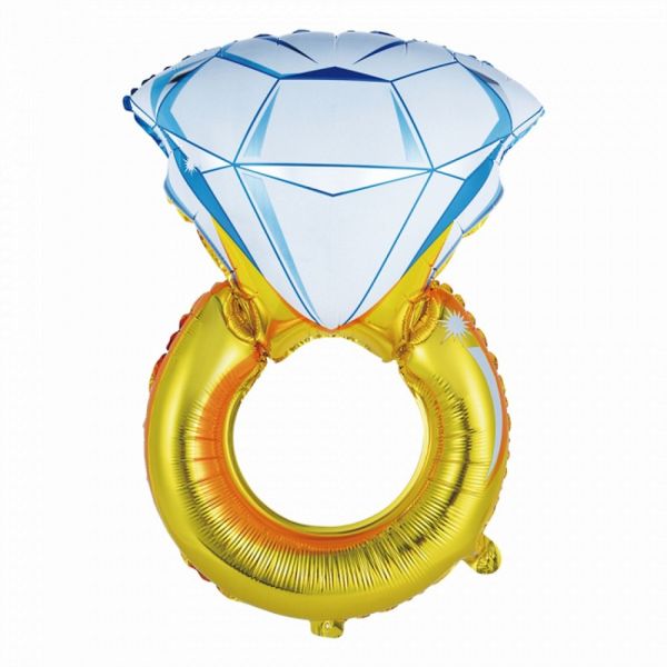 Folienballon Diamantring gold blau XL