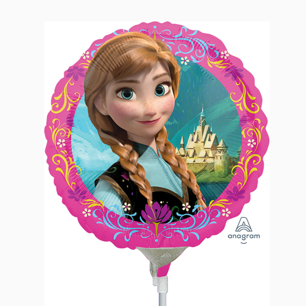 Folienballon Anna und Elsa luftgefüllt auf einem Stäbchen