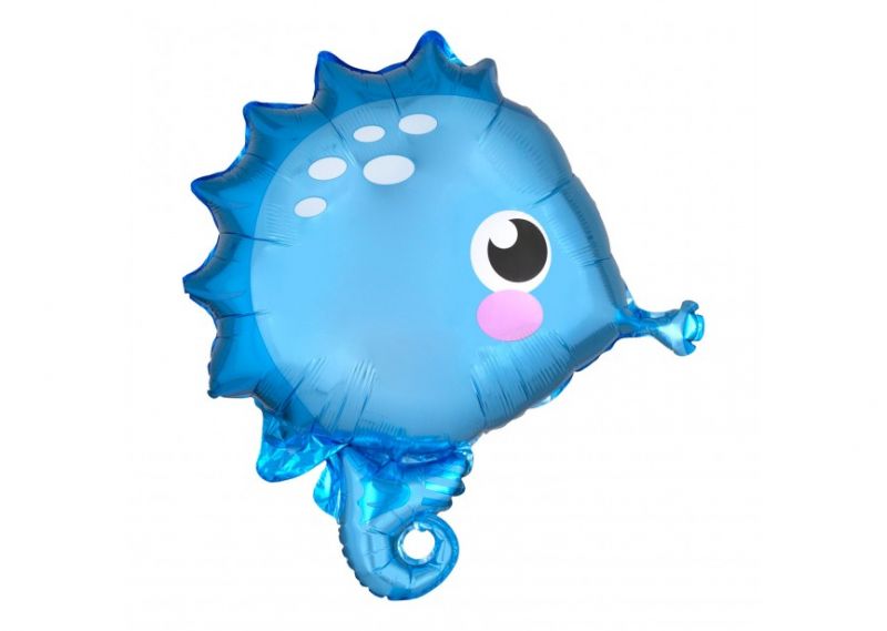 Folienballon Seepferd blau als Dekoration zur Themenparty