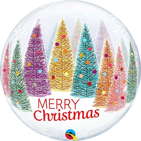 Bubble Merry Christmas mit bunten Bäumen 56 cm