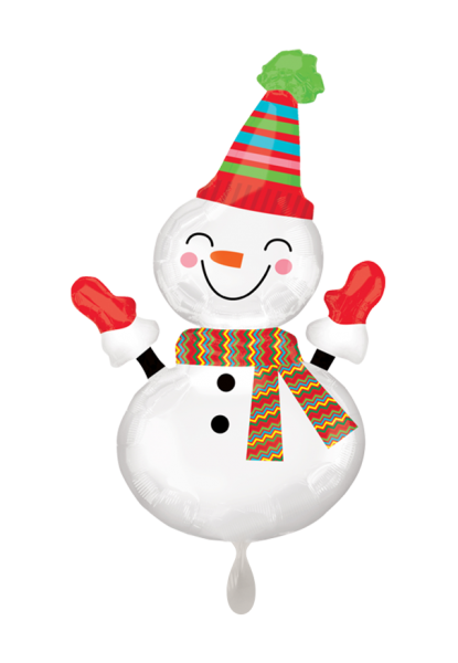 Folienballon XL lachender Schneemann mit Mütze, Schal und Handschuhen