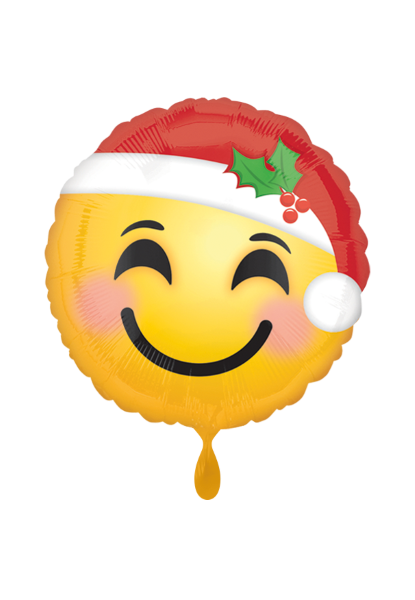 Folienballon Smiley lachend mit Weihnachtsmütze zu Weihnachten