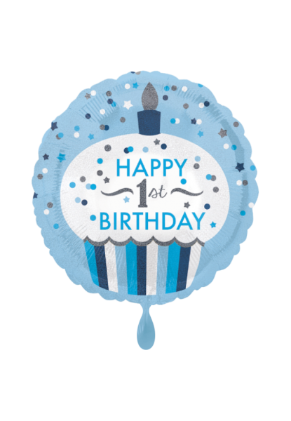 Folienballon 1st birthday blau als Geschenkballon