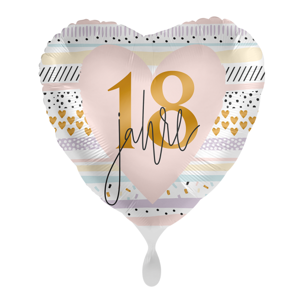 Folienballon Zahlenballon 18 Jahre Herzform 45 cm