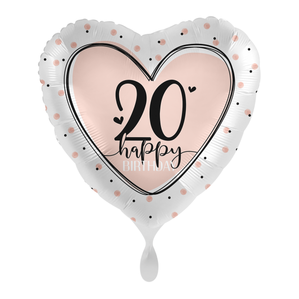 Folienballon Herz 20 happy Birthday 45 cm