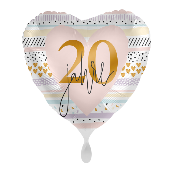 Folienballon Herzform 20 Jahre 45 cm