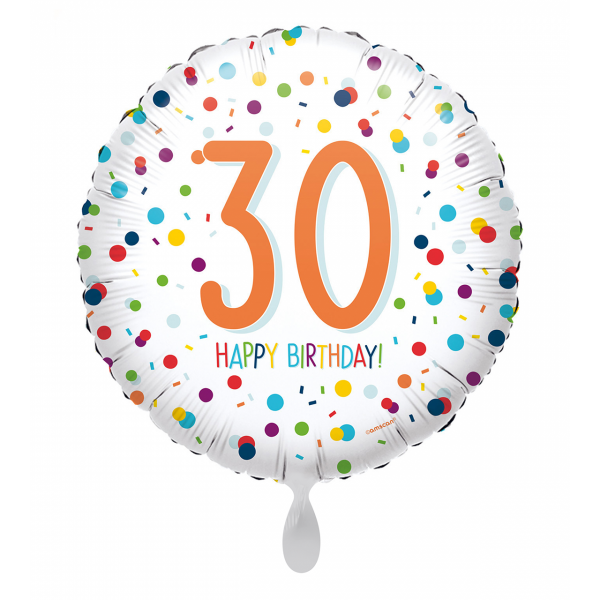Rundballon Folienballon 30 Happy Birthday 45 cm