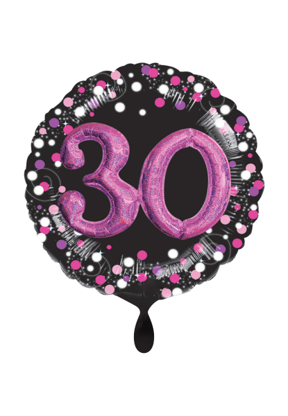 Folienballon XXL 3D Zahlen 30 schwarz pink als Geburtstagsballon