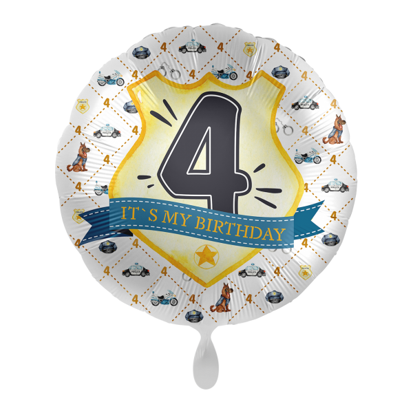 Folienballon 4 rund 45 cm it´s my Birthday mit Fahrzeugen und Tieren