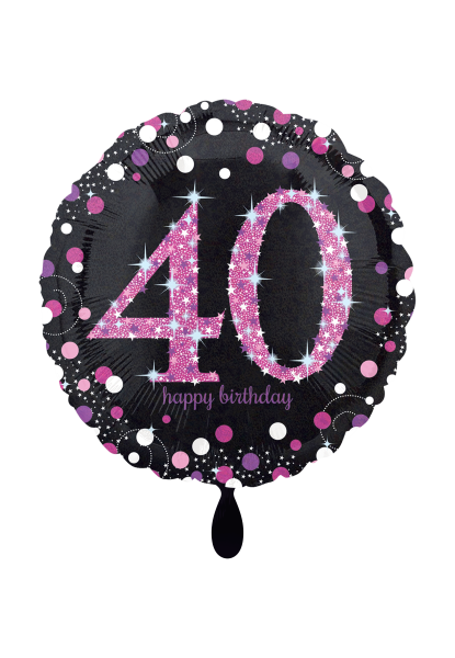 Folienballon Happy Birthday 40 schwarz pink zur Geburtstagsdekoration