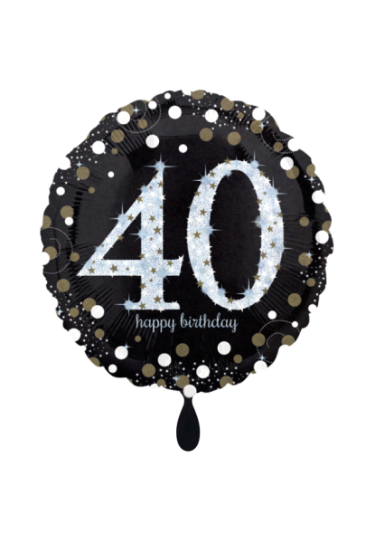 Folienballon Happy Birthday 40 schwarz silber zur Geburtstagsdekoration