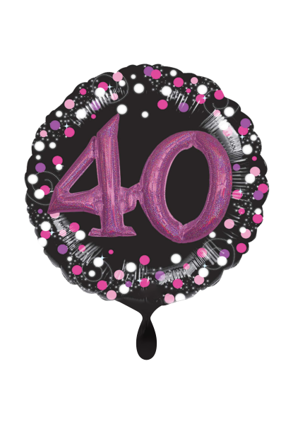 Folienballon XXL 3D Zahlen 40 schwarz pink als Geburtstagsballon