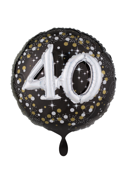Folienballon XXL 3D Zahlen 40 schwarz silber als Geburtstagsballon