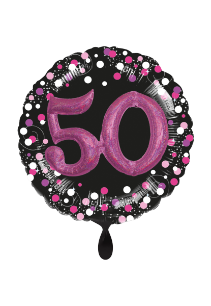Folienballon XXL 3D Zahlen 50 schwarz pink als Geburtstagsballon