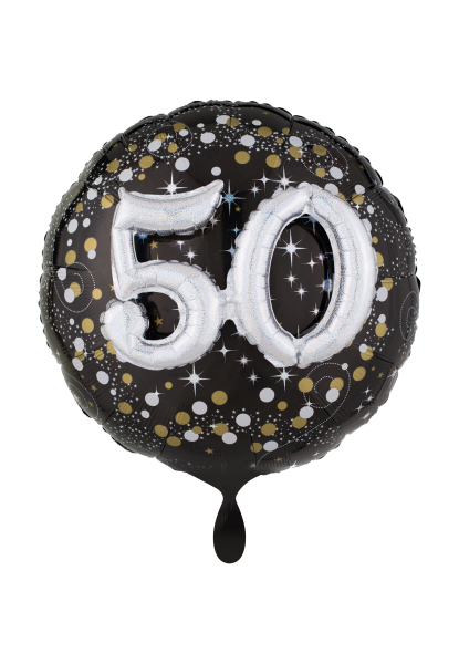 Folienballon XXL 3 D Zahlen 50 schwarz silber als Geburtstagsballon