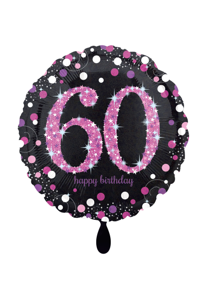 Folienballon Happy Birthday 60 schwarz pink als Geburtstagsdekoration