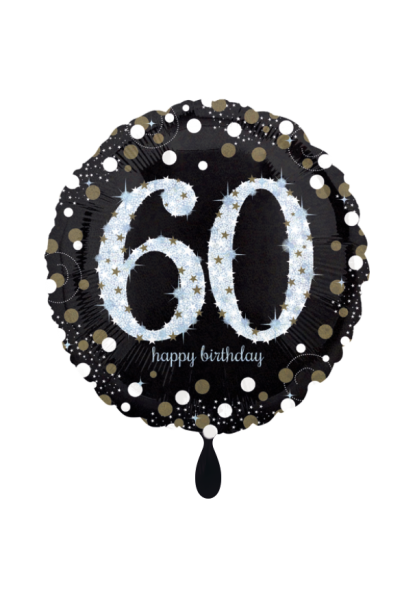 Folienballon Happy Birthday 60 schwarz silber zur Geburtstagsdekoration