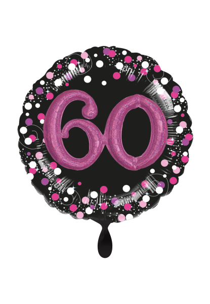 Folienballon XXL 3D Zahlen 60 schwarz pink als Geburtstagsballon