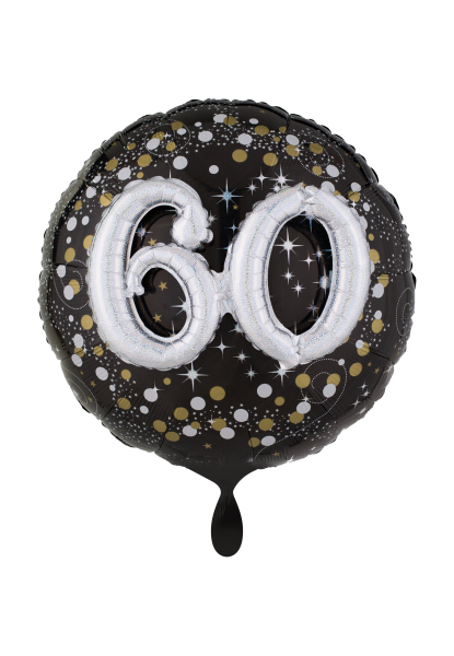 Folienballon XXL 3D Zahlen 60 schwarz silber als Geburtstagsballon