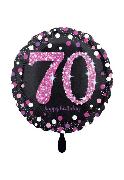 Folienballon Happy Birthday 70 schwarz pink als Geburtstagsdekoration