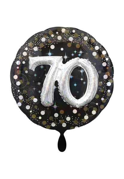 Folienballon XXL 3D Zahlen 70 schwarz silber als Geburtstagsballon