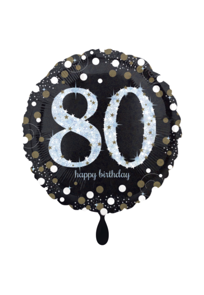 Folienballon Happy Birthday 80 schwarz silber als Geburtstagsdekoration