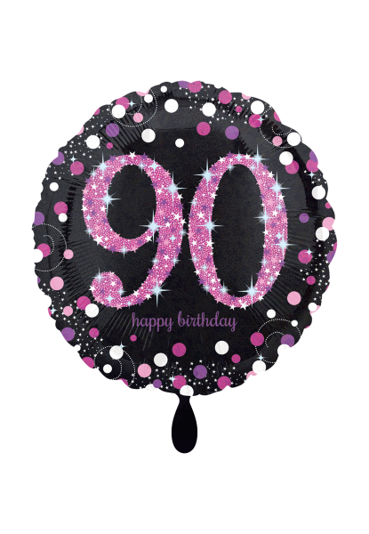 Folienballon Happy Birthday 90 schwarz pink als Geburtstagsdekoration