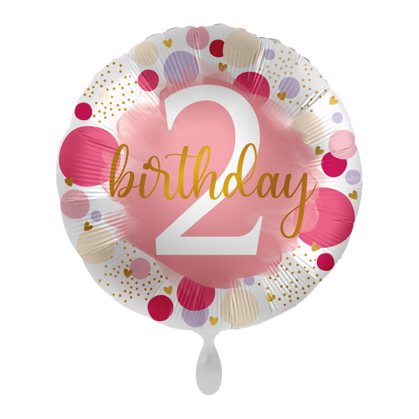 Folienballon Rundballon Birthday 2 pink 45 cm